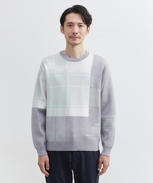 ランダム チェック ジャカード ニット