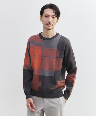 ランダム チェック ジャカード ニット