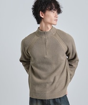 片畦ハーフジップニット