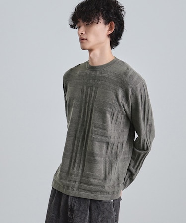 シャドーチェックニット