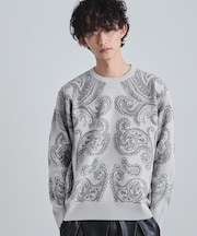 【洗える】ペイズリーニットプルオーバー