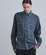 配色ステッチシャツ