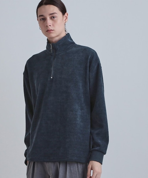 コーデュロイハーフジップ