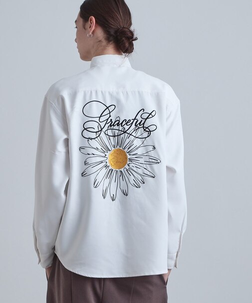 バックデイジー刺繍シャツ