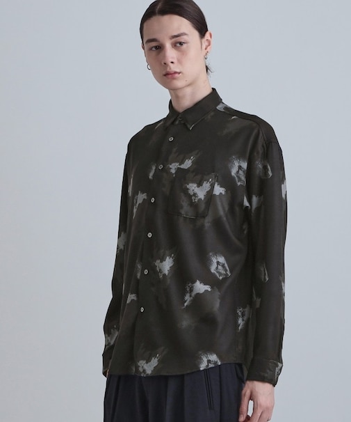 スモークブラープリントシャツ