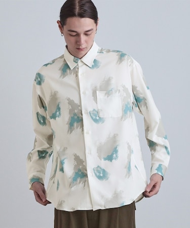 スモークブラープリントシャツ