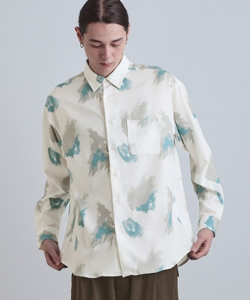 スモークブラープリントシャツ