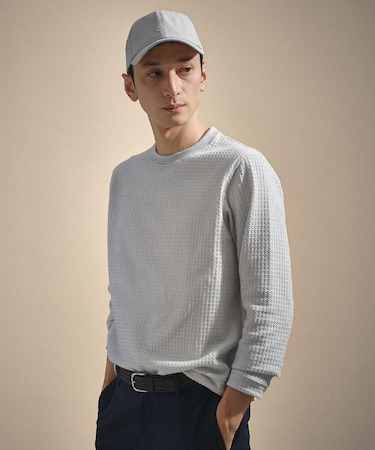 千鳥柄 ストレッチ プルオーバー