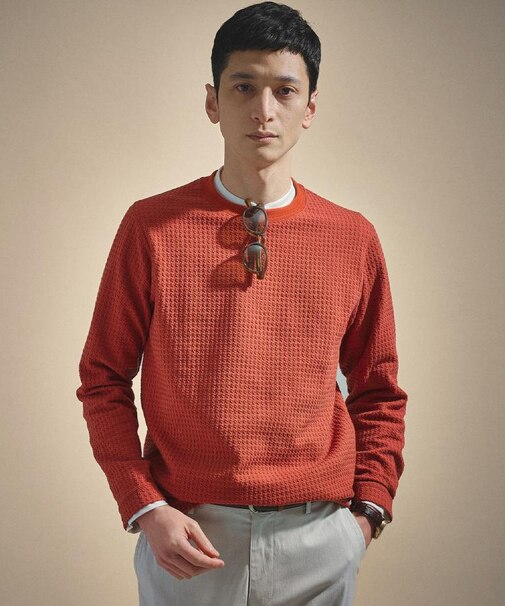 千鳥柄 ストレッチ プルオーバー