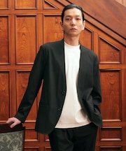 【ON／OFF兼用】CARREMANファブリック ノーカラージャケット