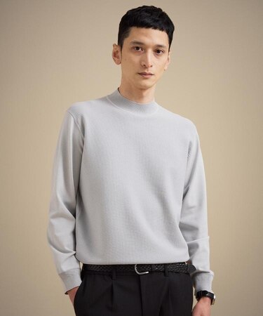 モックネック 鹿の子 ニット プルオーバー