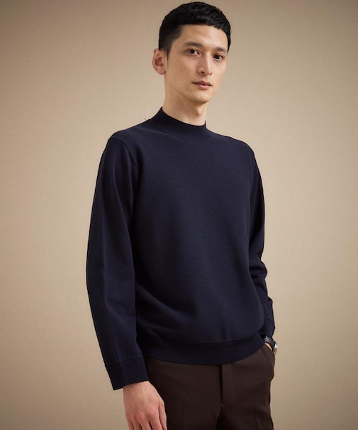 モックネック 鹿の子 ニット プルオーバー