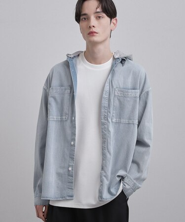 【2WAY】フード付デニムシャツ