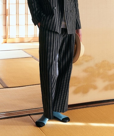 【BOWLER HAT LABEL】サッカーストライプ イージーワイドパンツ