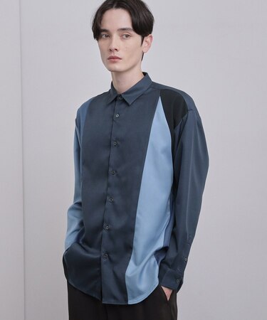 ダイアゴナル切り替えシャツ