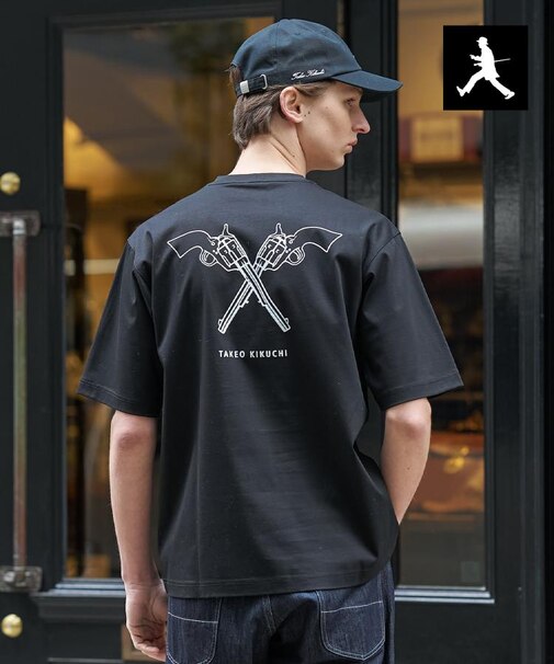 【BOWLER HAT LABEL】アイスクリアコットン バッククロスピストル 半袖Tシャツ
