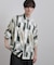 【今、売れています。】アブストラクトドルマンとろみシャツ/さらっとタッチ/ドレープ/美シルエット/総柄シャツ/モード