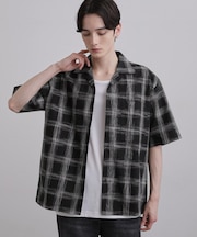 カスレチェック半袖シャツ
