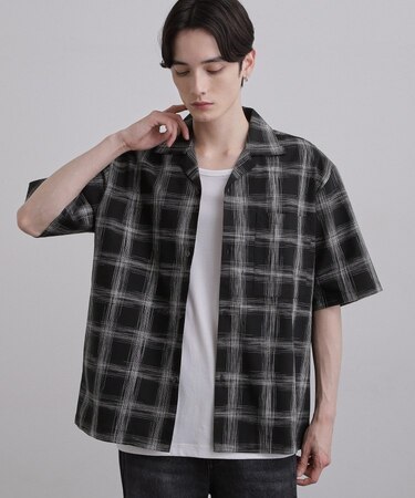 カスレチェック半袖シャツ