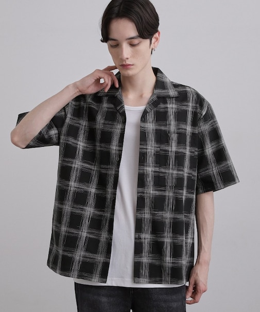 カスレチェック半袖シャツ