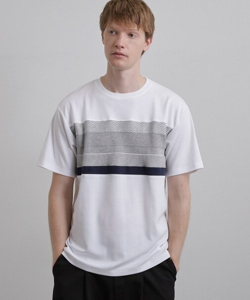 パネルニット切替カットソー