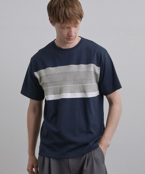 パネルニット切替カットソー