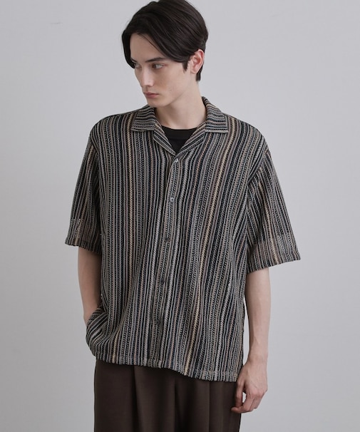 ストライプレースシャツ