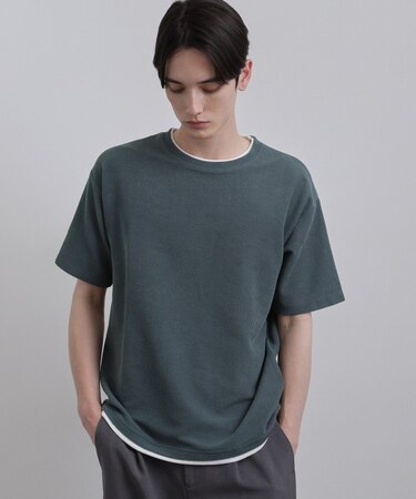 リブフェイクレイヤードTシャツ