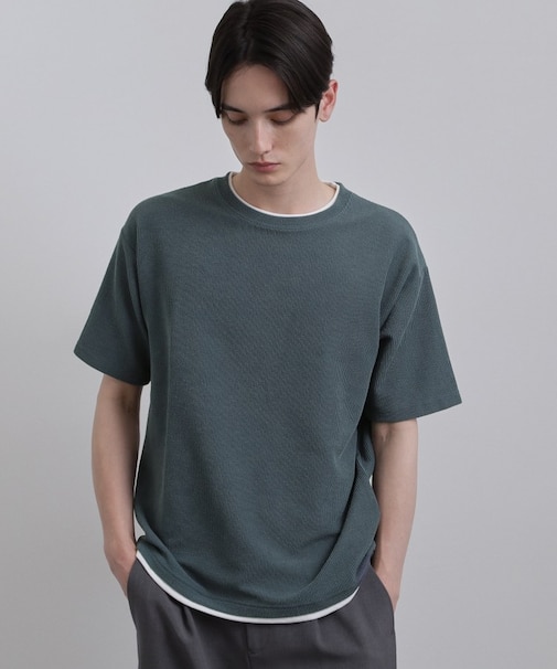 リブフェイクレイヤードTシャツ