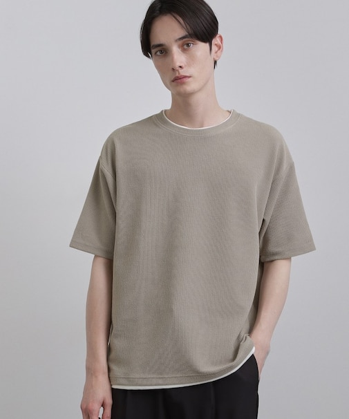 リブフェイクレイヤードTシャツ