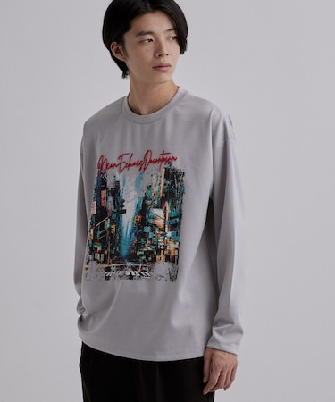 ブラシ刺繍長袖Tシャツ