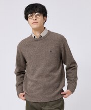 ワンポイント刺繍 カラーバリエーションニット