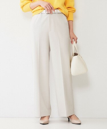 【後ろウエストゴム/きれいめ】ストレッチ ワイドパンツ