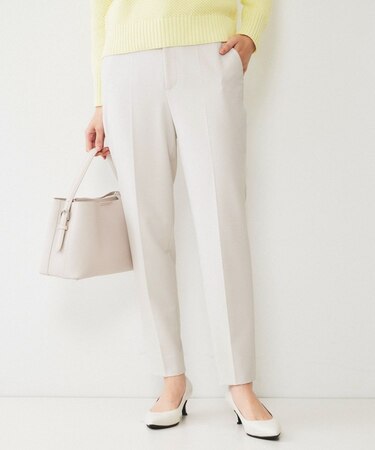 【後ろウエストゴム/きれいめ】ストレッチ テーパードパンツ