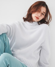 【洗える】ミドルゲージ モックネックニット