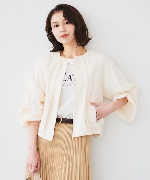 【春の軽羽織り】ボリューム袖 ノーカラーブルゾン