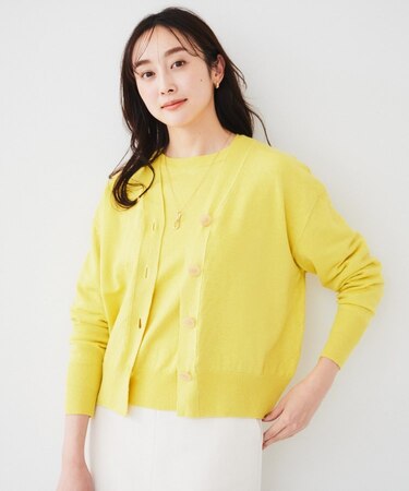 【アンサンブル可能/手洗い可】リネン混ベーシックカーディガン