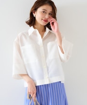 【セットアップ可能】オーガンジーボクシーシャツ