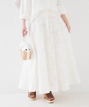 【トレンド／刺繍レース】サークルモチーフ コットンスカート