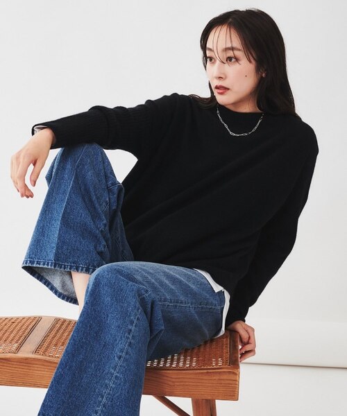 ウールシルクカシミヤミックス ボートネックプルオーバーニット