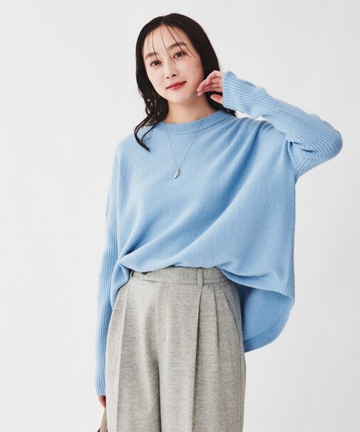 ウールシルクカシミヤミックス ボートネックプルオーバーニット