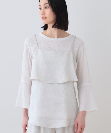 【2点セット／洗える】カセット服 キャミ＆ブラウス セットトップス