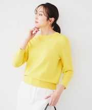 【配色カラー/アンサンブル可能】きれいめ七分袖ニット