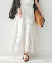 【後ろウエストゴム/マーメイド】ストライプフレアスカート