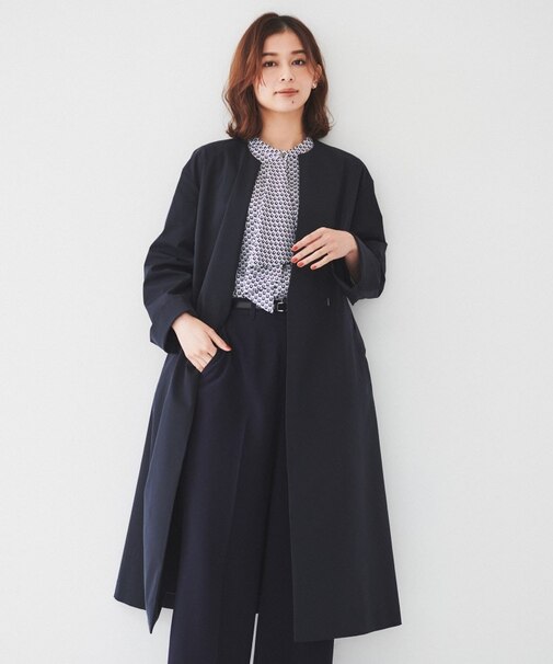 【撥水/春コート】コットンライク ストレッチコート
