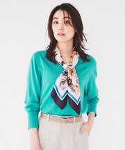 【アンサンブル可能/洗える】シルクウールカシミヤ Vネックニット