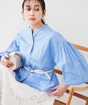 【体型カバー】タイプライター ボリュームスリーブシャツ