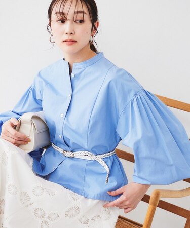 【体型カバー】タイプライター ボリュームスリーブシャツ