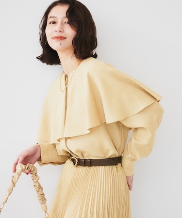 【セットアップ可能】ケープカラーブラウス