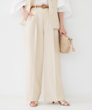 【セットアップ可能】リネンライクキャンバス ワイドパンツ